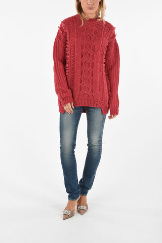 cable knit crew-neck sweater