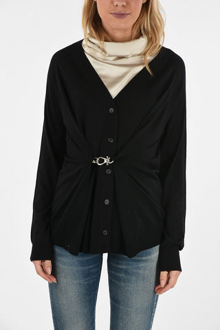 wool cardigan with carabiner