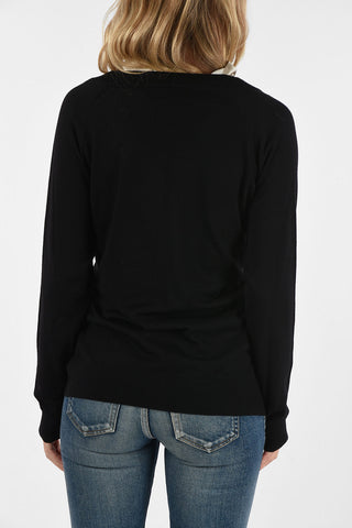 wool cardigan with carabiner