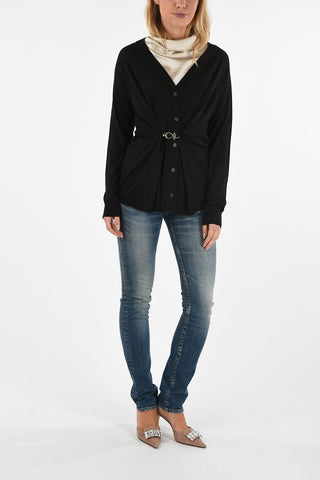 wool cardigan with carabiner