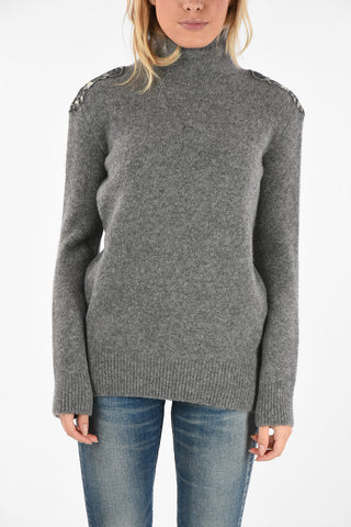 Embroidered turtle-neck sweater