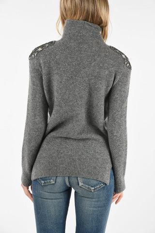 Embroidered turtle-neck sweater