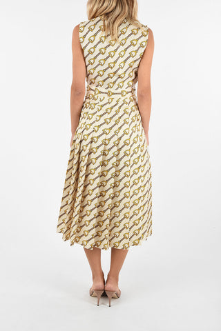 Horsebit Printed Silk a-line Dress