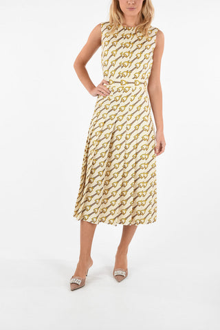 Horsebit Printed Silk a-line Dress