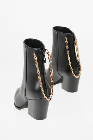 8cm Leather Ankle Boot with Chain