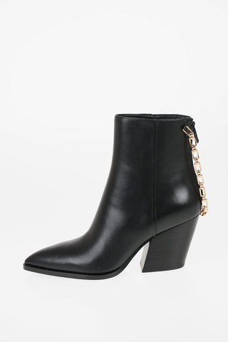8cm Leather Ankle Boot with Chain