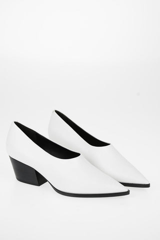 5 cm leather Chunky Heel Pumps
