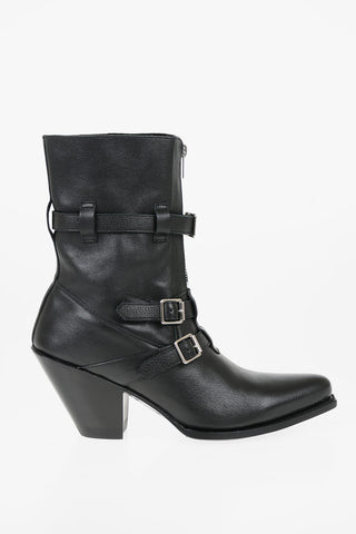 9 cm leather Cone Heel Ankle boots