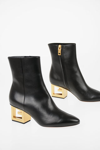 6cm leather Decorative Heel Booties