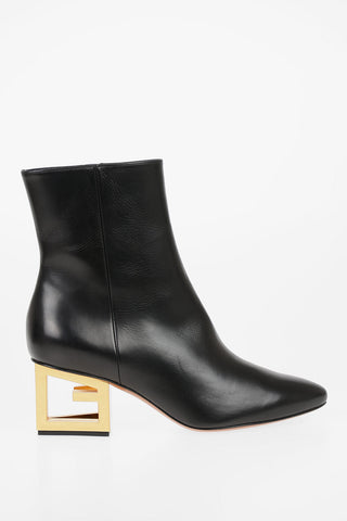 6cm leather Decorative Heel Booties