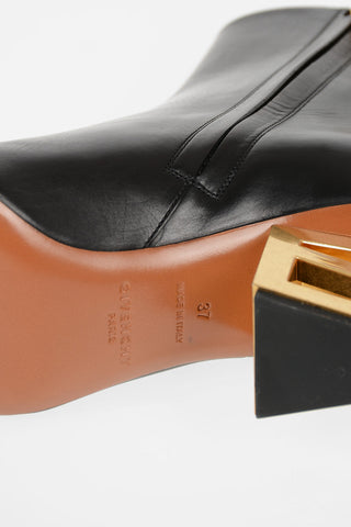 6cm leather Decorative Heel Booties