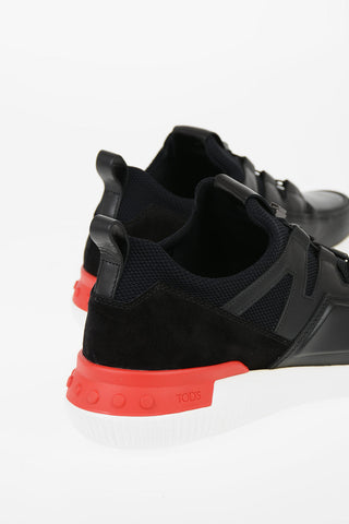 Sneaker in pelle scamosciata e Tessuto