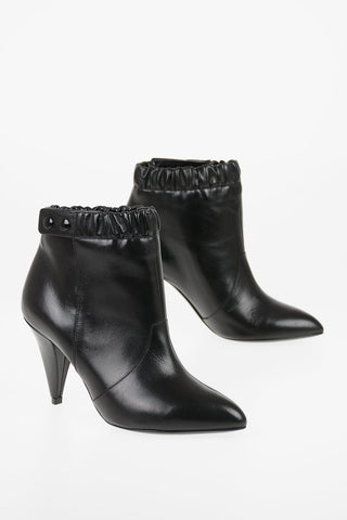 9cm leather Cone Heel Booties