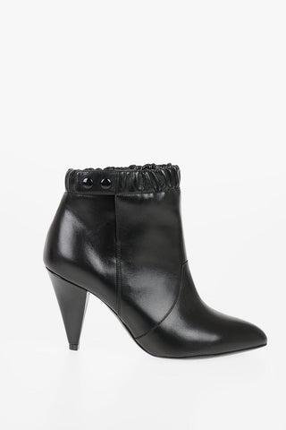 9cm leather Cone Heel Booties