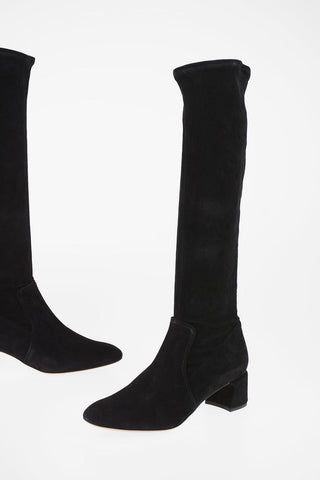 Knee boots in pelle Scamosciata 6cm