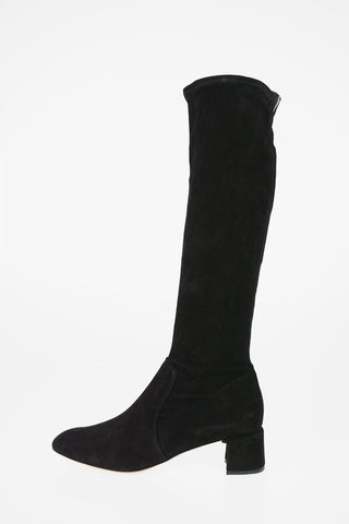 Knee boots in pelle Scamosciata 6cm