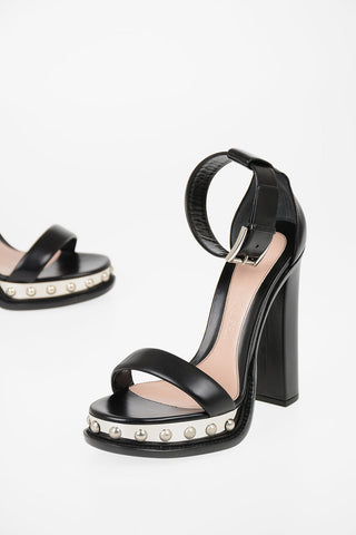 13cm leather Ankle-strap sandals with Studs