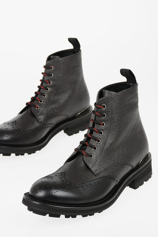 Textured leather Oxford boots