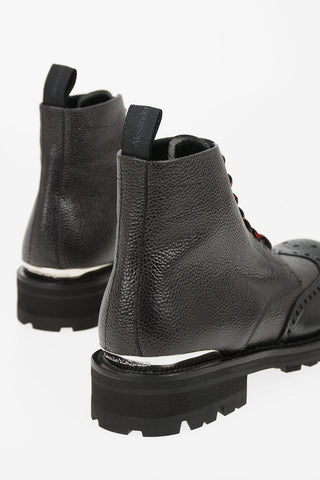 Textured leather Oxford boots