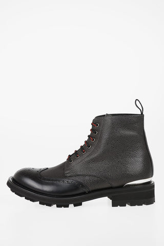 Textured leather Oxford boots