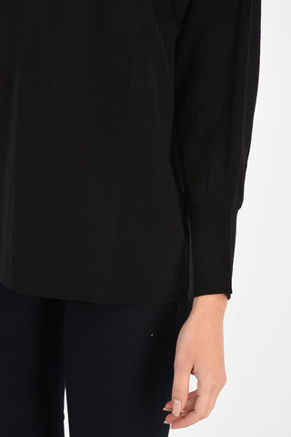 COLLEZIONI Wool Batwing Sleeve Crew-Neck Sweater