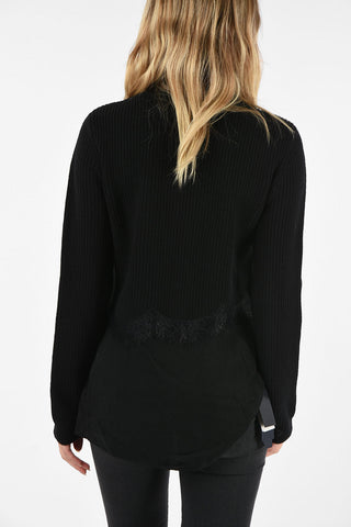 ARMANI JEANS Sweater with Lace and Satin Detail