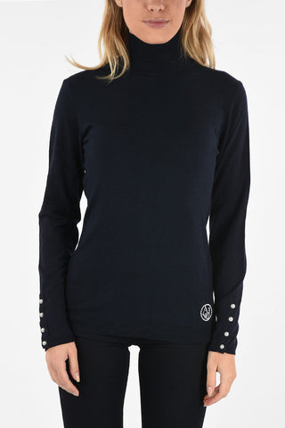 ARMANI JEANS Pearl Embellished Turtle-Neck Sweater