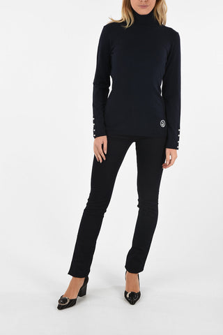 ARMANI JEANS Pearl Embellished Turtle-Neck Sweater