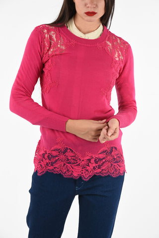 Wool Crew-neck sweater With embroidery