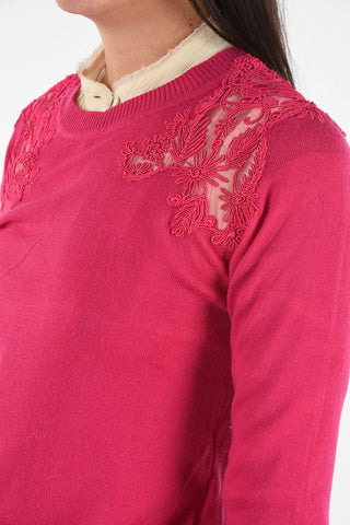 Wool Crew-neck sweater With embroidery