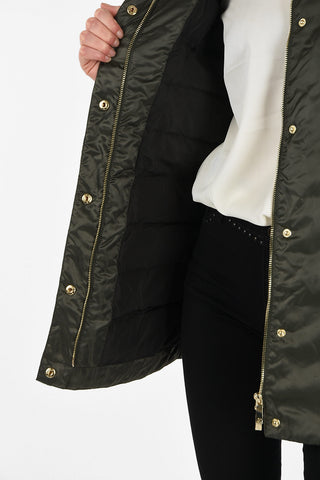 ARMANI JEANS three-quarter length Down Jacket with Detachable Hooded 