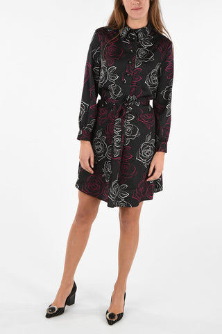 ARMANI JEANS Roses-Print Shirtdress with Belt