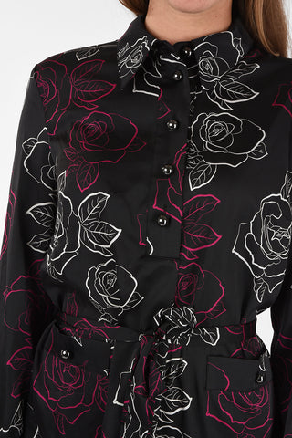 ARMANI JEANS Roses-Print Shirtdress with Belt