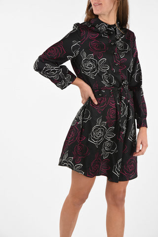 ARMANI JEANS Roses-Print Shirtdress with Belt