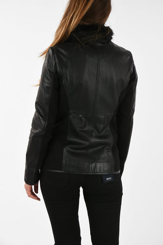 ARMANI JEANS Leather Jacket with Wool Insert