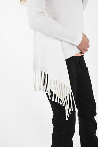 Wool Fringed Crew-Neck Sweater