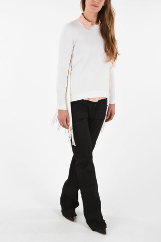 Wool Fringed Crew-Neck Sweater