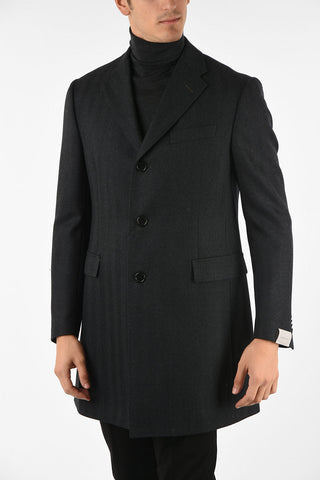 plain herringbone 3-button coat