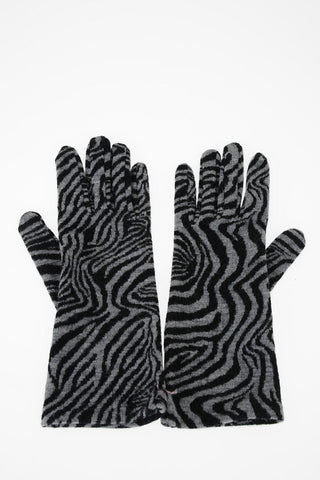 Guanti stampa zebra in lana