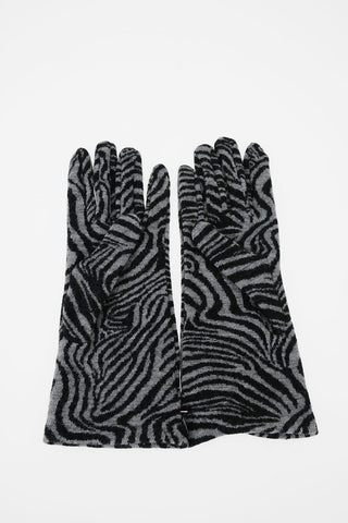Guanti stampa zebra in lana