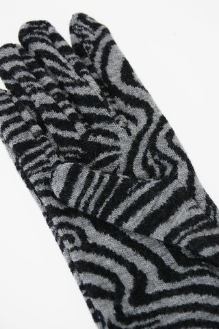 Guanti stampa zebra in lana
