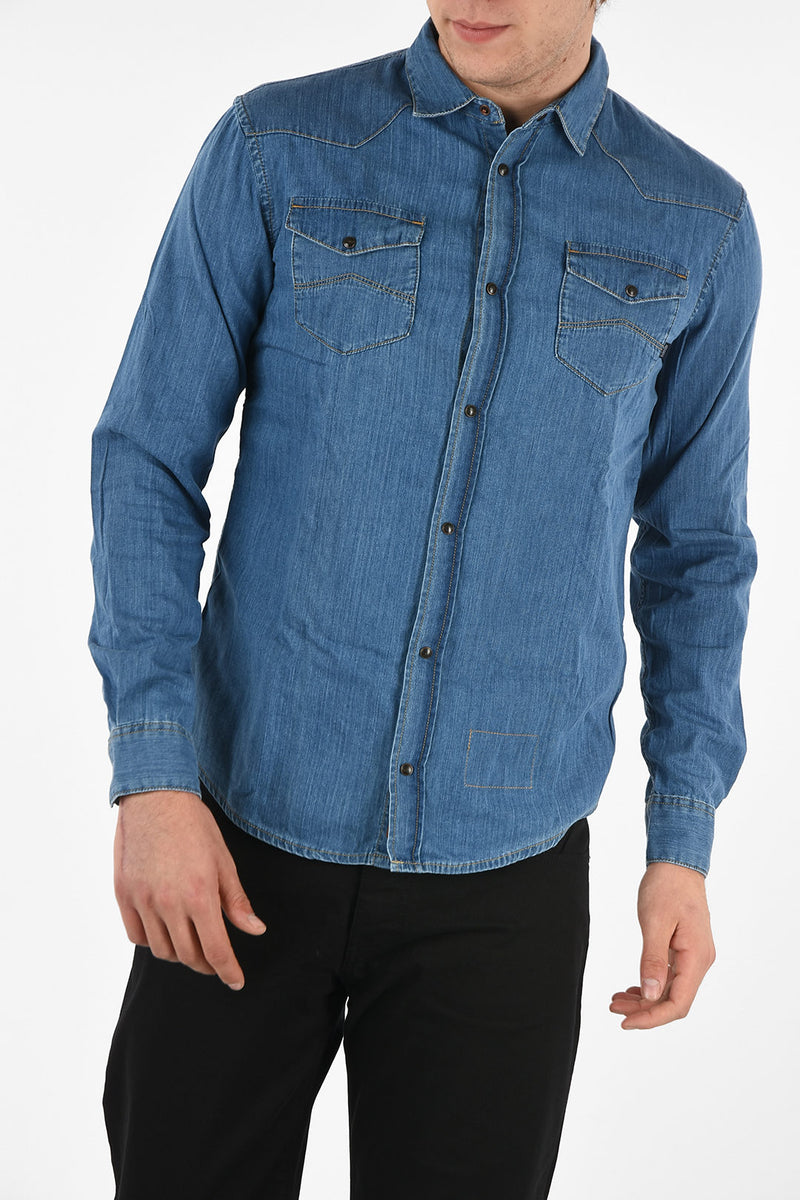 Armani – ARMANI JEANS Snap Button Denim Shirt – Men – Glamood Outlet