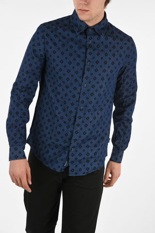 ARMANI JEANS Denim Argyle-Print Shirt