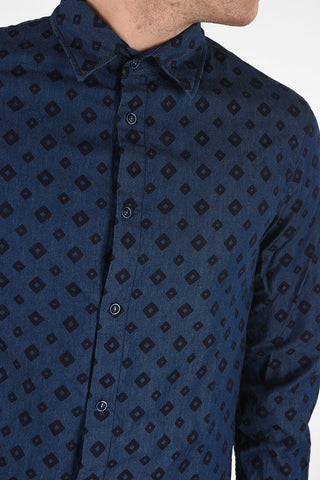 ARMANI JEANS Denim Argyle-Print Shirt