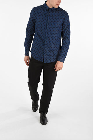 ARMANI JEANS Denim Argyle-Print Shirt