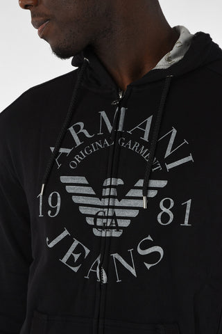 ARMANI JEANS Logo-Print Sweatshirt with Zip Closure