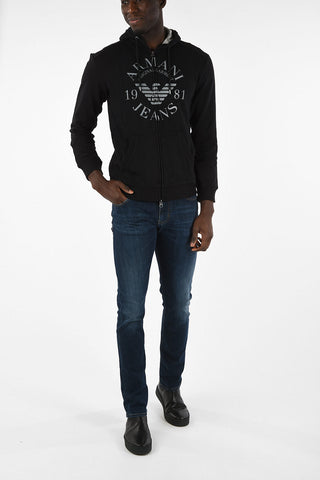ARMANI JEANS Logo-Print Sweatshirt with Zip Closure