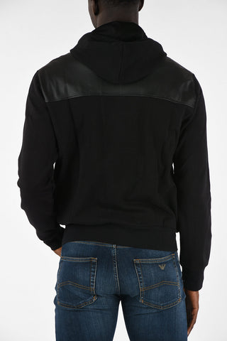 ARMANI JEANS Faux Leather Insert Regular Fit Sweatshirt