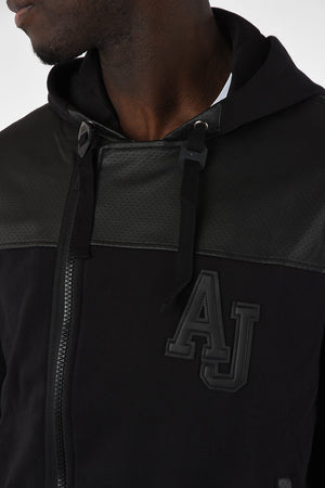 ARMANI JEANS Faux Leather Insert Regular Fit Sweatshirt
