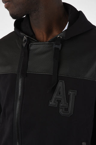 ARMANI JEANS Faux Leather Insert Regular Fit Sweatshirt